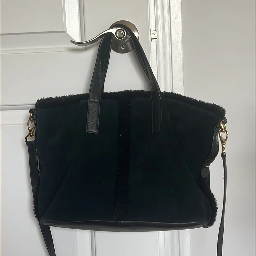 Ugg Australia Quinn Tote Suede Bag In Black - Picture 1 of 10